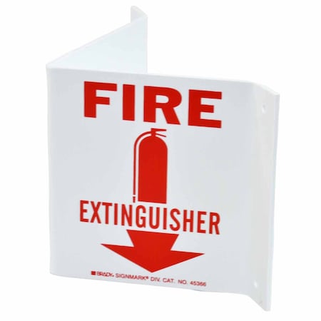 Brady Fire Extinguisher Sign, 5 1/2 in Height, 10 in Width, Plastic, Rectangle, English 45366